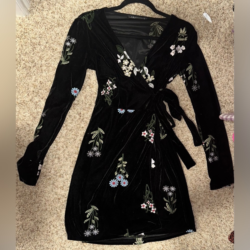 embroidered velvet dress